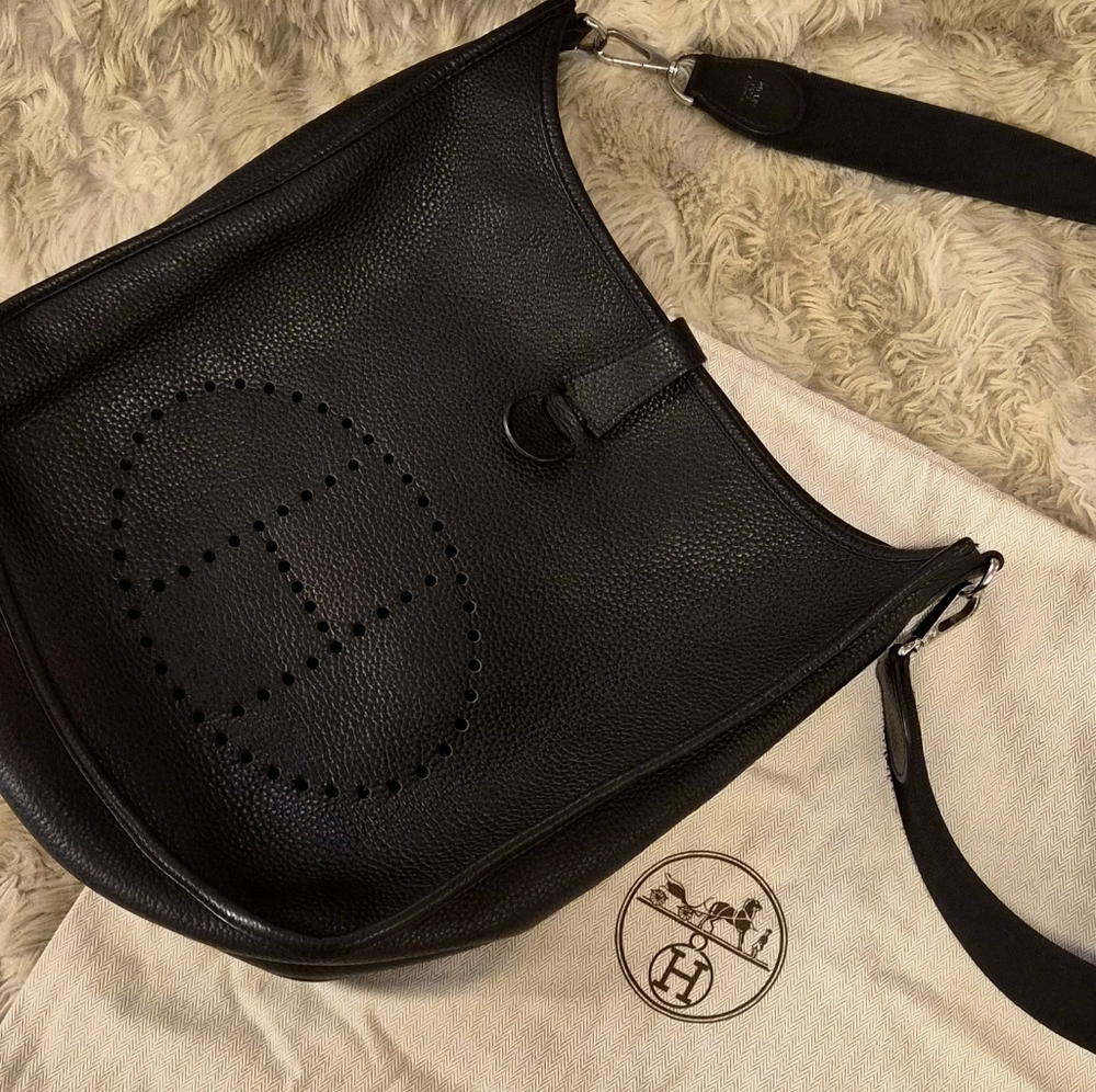 Hermes Black Leather Crossbody Bag